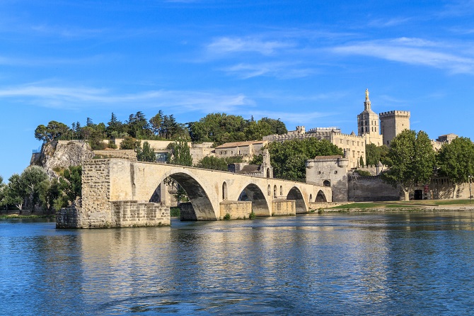 Avignon Bridge with Popes Palace, Pont Saint-Benezet, Provence